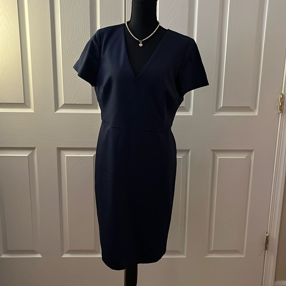 J. Crew Navy Cap Sleeve. Sheath Knee Length Dress. Size 12 - Picture 1 of 2